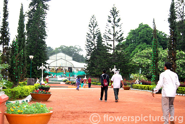 Lalbagh botanical garden glass house decorated for flower show august 2014